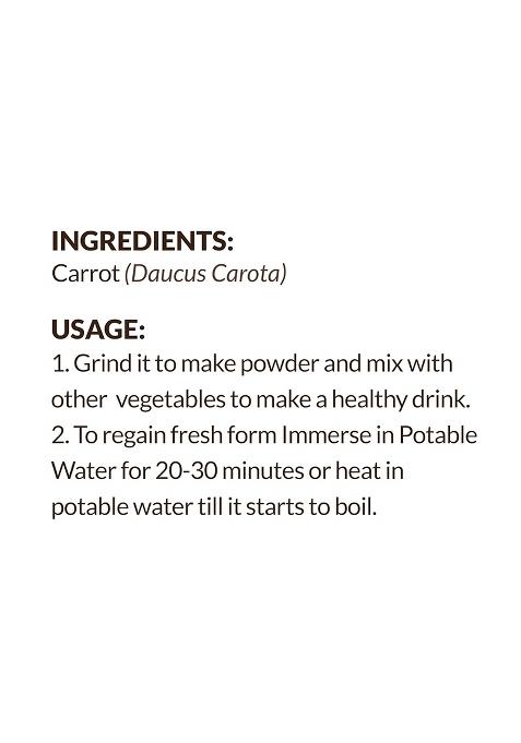 Shroots Dehydrated Carrot Flakes | 100% Natural & Machine-Dried No Preservatives, Nutrient-Rich Pure Vegetarian Ideal For Soups, Curries, Baking Instant Cooking 45G Each (Pack Of 1)