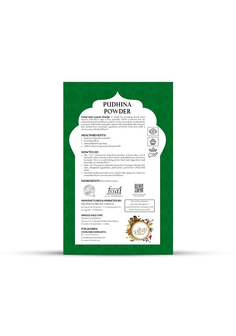 Chounk Natural Mint Powder Dry 100Gm| Pudina With No Added Flavors & Preservatives | Leaves Powders