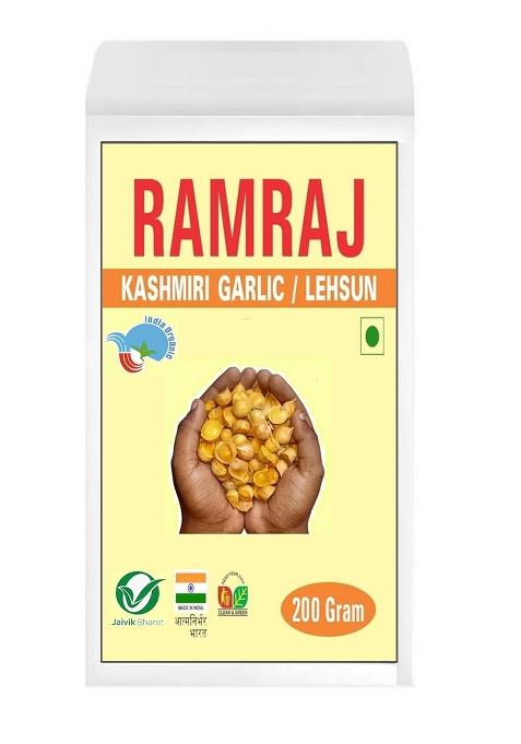 Ramraj Natural Organic Kashmiri Garlic Lehsun | Himalayan Single Clove Grade-A Qualilty 200 Gram Product