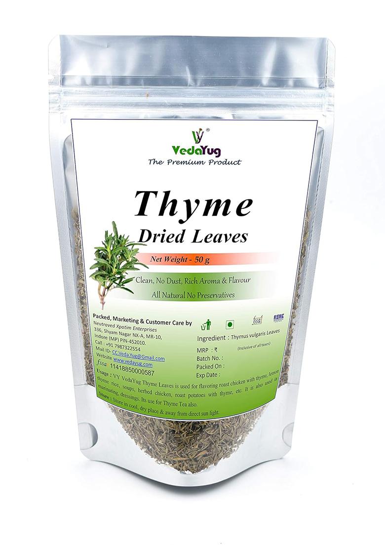 Vy Vedayug Thyme Leaves 100G, For Seasoning, Italian, Sauces, Salad, Sandwiches, Pizza, Healthy Dried Herbs Herbal Tea Cough And Cold- 100G