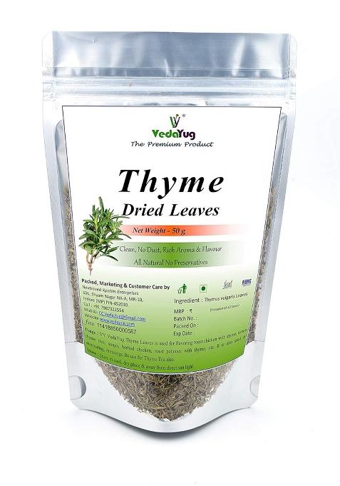 Vy Vedayug Thyme Leaves 100G, For Seasoning, Italian, Sauces, Salad, Sandwiches, Pizza, Healthy Dried Herbs Herbal Tea Cough And Cold- 100G