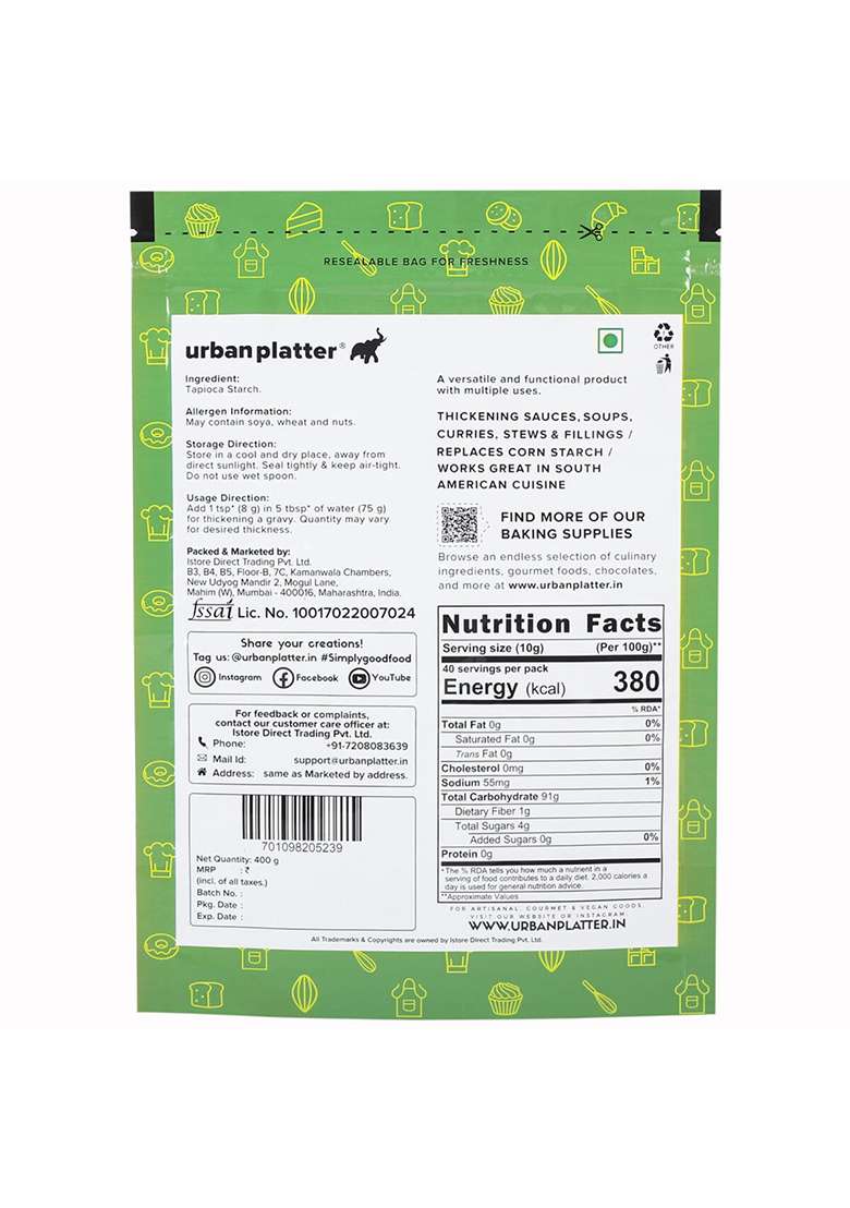 Urban Platter Tapioca Starch Powder, 400G - Indya