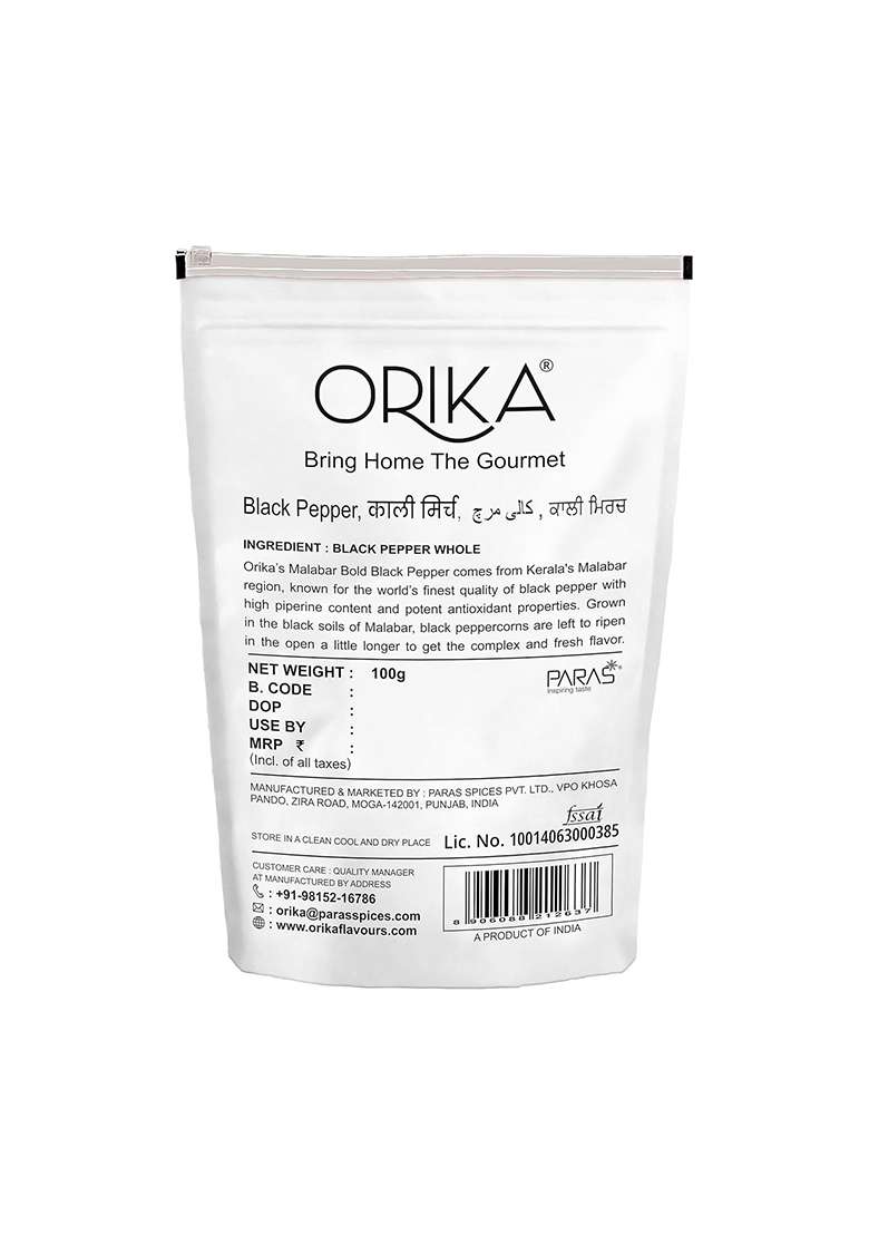 Orika Malabar Bold Black Pepper 100G - Indya