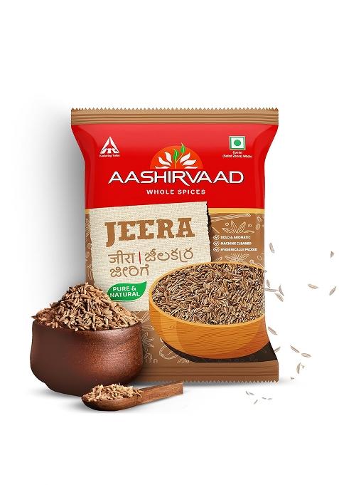 Aashirvaad Jeera, Aromatic Whole Spice, Thick, Tall & Seeds, Dark Brown, 100% Pure, Dust Free Hygienically Packed, 100G Pack