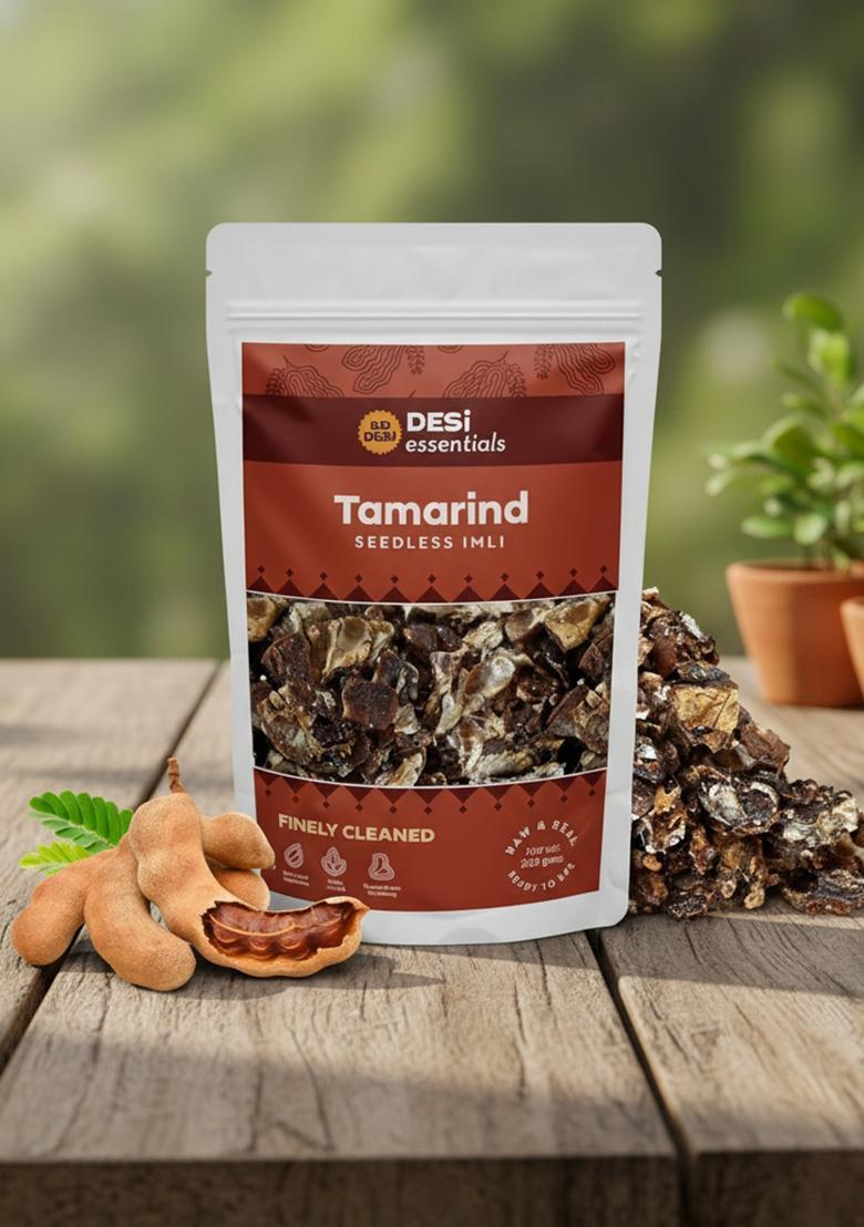 Go Desi Seedless Tamarind Slab, Imli, 100% Clean And Fresh, Soft Delicious, 200G