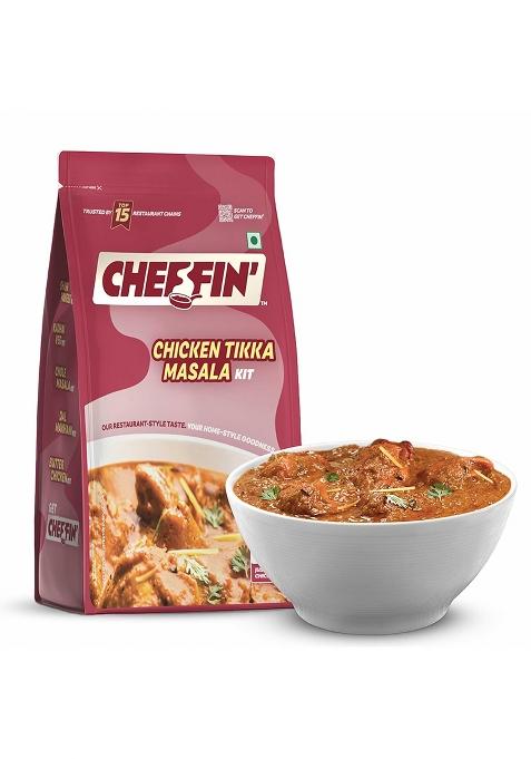 Cheffin' Chicken Tikka Masala 285G | Ready To Cook In 10 Mins Serves 2-3 Just Add Fresh Or Paneer All Natural, No Preservatives 3-Pouch Cooking Kit For Restaurant Style Taste At Home