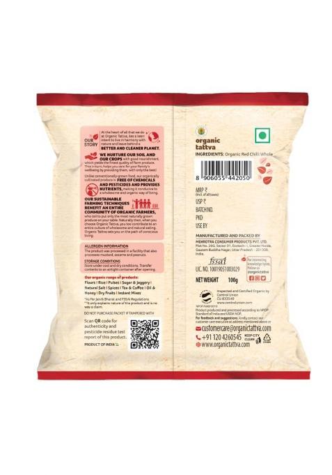 Organic Tattva Tattva, Dried Red Chilli Powder, 100 Gram | Quality Mirchi Naturally Processed, From Farm Picked Fresh Pepper