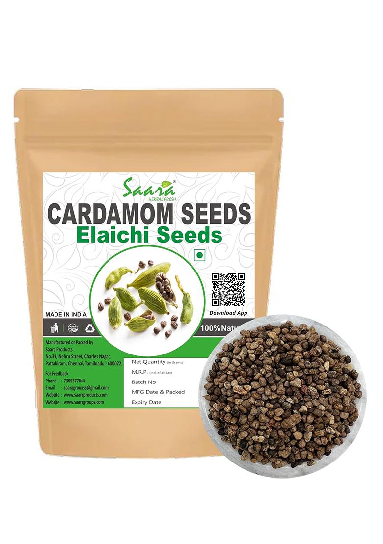 Saara Herbal Fresh Cardamom Seeds, 50G, Elaichi Dana, Elakkai Vidhai, Velchi Seed, (Pack Of 1 X 50Gm)