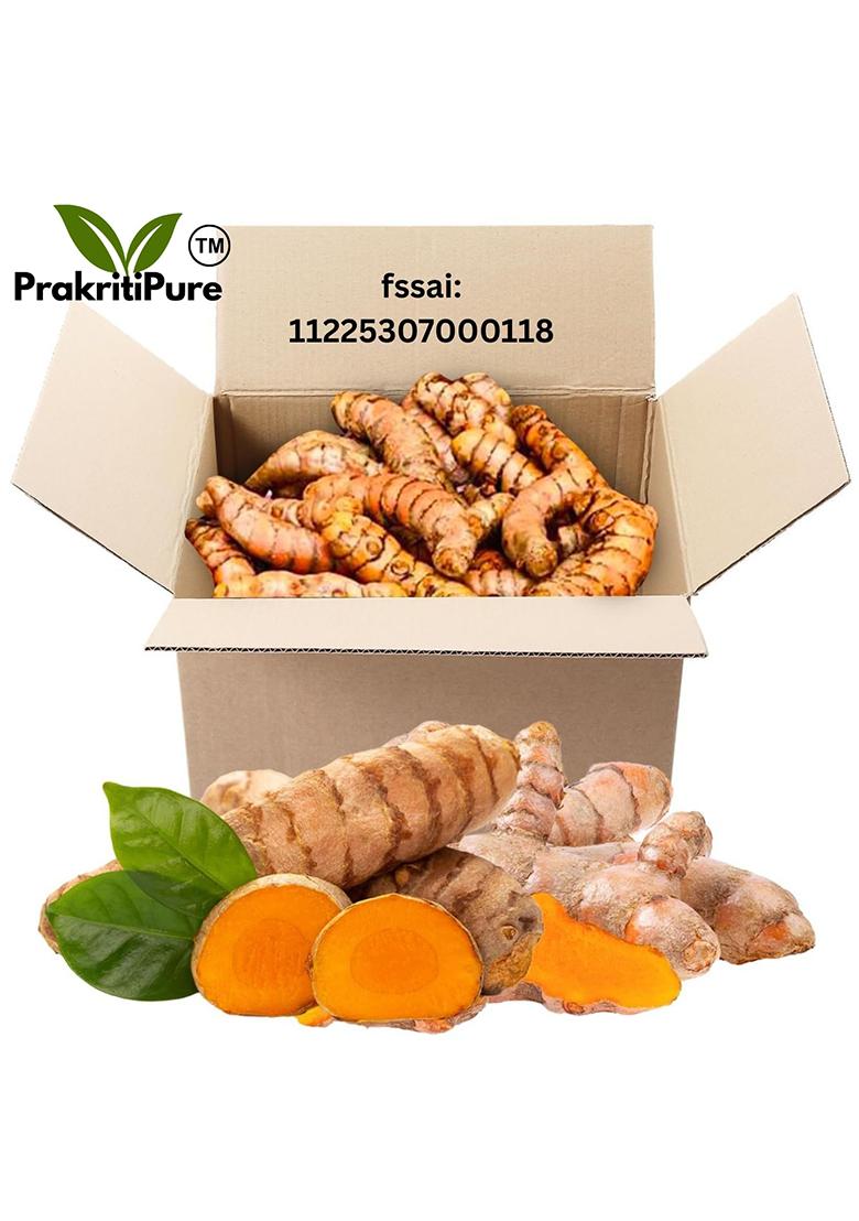 Prakritipure Fresh Turmeric 900G (Kacchi Haldi ) 100% Natural & Chemical-Free, High Curcumin, Handpicked Raw Root Ideal For Cooking,Herbal Tea, Skincare Traditional Use (Kacha Halud)|Taaja Pasupu| Organic| Pachamanjal |Kachi |