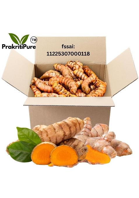 Prakritipure Fresh Turmeric 900G (Kacchi Haldi ) 100% Natural & Chemical-Free, High Curcumin, Handpicked Raw Root Ideal For Cooking,Herbal Tea, Skincare Traditional Use (Kacha Halud)|Taaja Pasupu| Organic| Pachamanjal |Kachi |