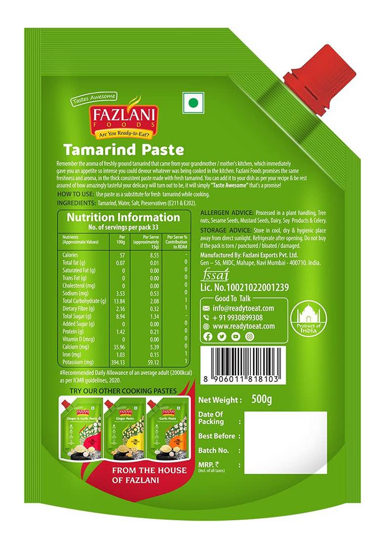 Fazlani Foods Fresh Tamarind Paste | Ready-To-Use, Thick & Coarse Tangy Sweet Flavor 500 Grams Pack Of 1