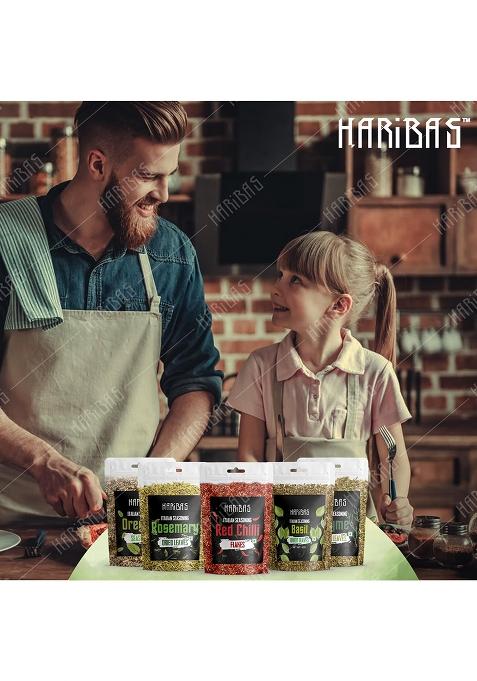 Haribas Seasonings Herbs & Spices Thyme, Basil, Chilli Flakes, Oregano Rosemary 20Gm Each | Mixed