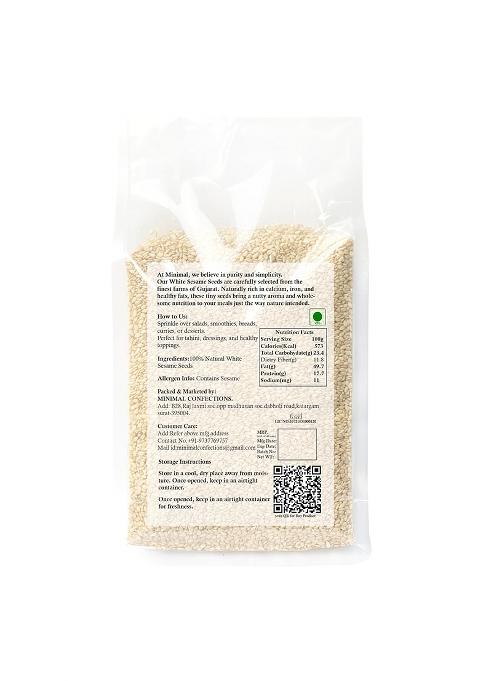 Minimal Raw Organic White Sesame Seeds 1Kg