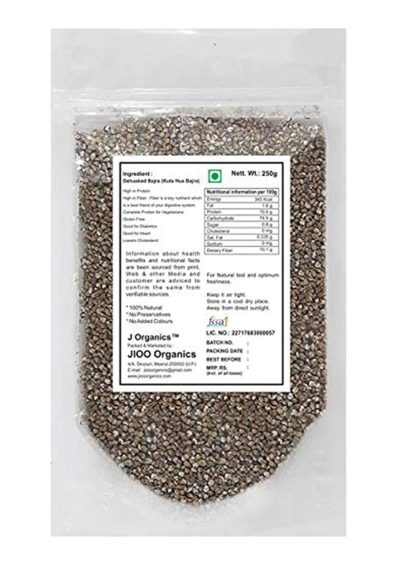 Jioo Organics Dehusked Bajra (Kuta Huwa Bajra) - 250 Grams - Indya
