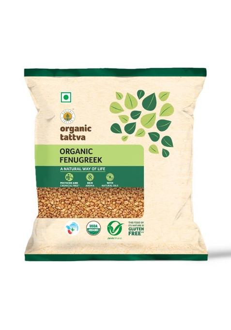 Organic Tattva Fenugreek Seeds 100Gm | Methi Dana Whole Indian Spice Fresh Natural Seed For Cooking, Pickles & Seasoning