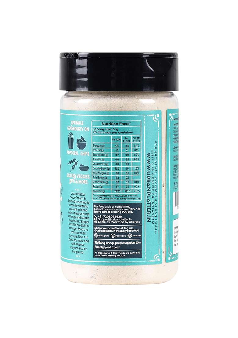 Urban Platter Sour Cream And Onion Seasoning, Perfect For Pop Corn, Pasta, Fries, Dairy-Free, 100 G - Indya