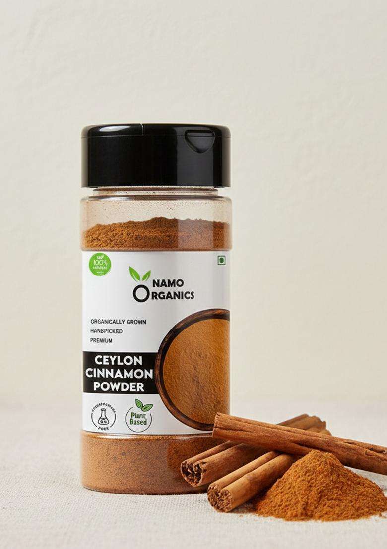 Namo Organics Ceylon Cinnamon Powder - 100G (50Gx2) Dalchini Sticks Grounded | Perfect For Baking, Cooking & Smoothies - Indya
