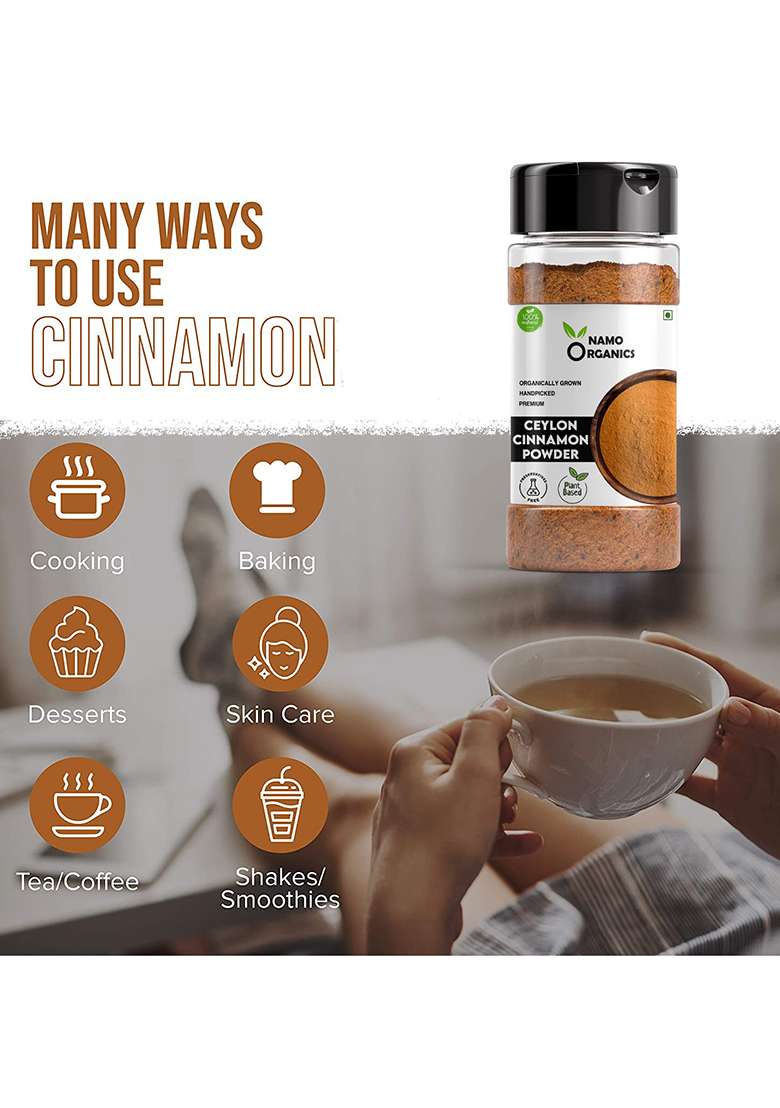 Namo Organics Ceylon Cinnamon Powder - 100G (50Gx2) Dalchini Sticks Grounded | Perfect For Baking, Cooking & Smoothies - Indya