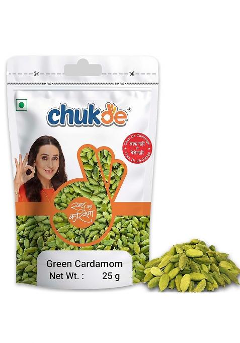 Chukde Hari Elaichi, Green Cardamom Whole Spices, 25G