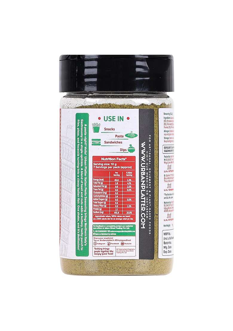 Urban Platter Italian Basil Pesto Seasoning, 75G (Instant & Flavourful | Plant-Based Perfect For Pasta, Salads, Snacks) - Indya