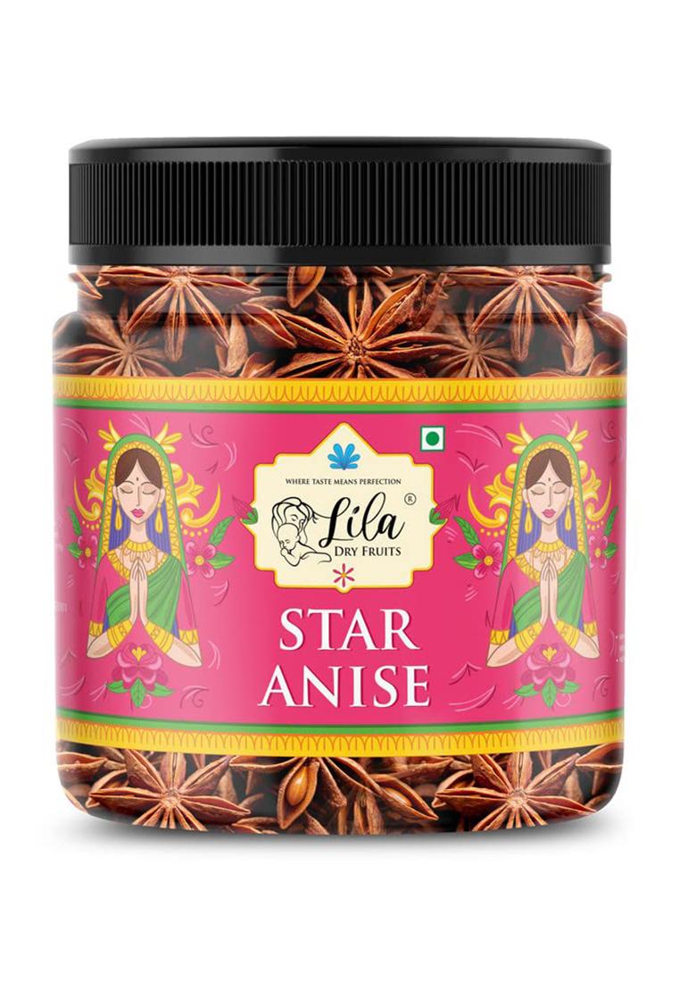 Lila Dry Fruits Star Anise 100 Grams | Aromatic And Flavorful Dried Pods For Cooking Baking Indian Whole Spices Kitchen Chakri Phool Khada Masala Perfect Gifting