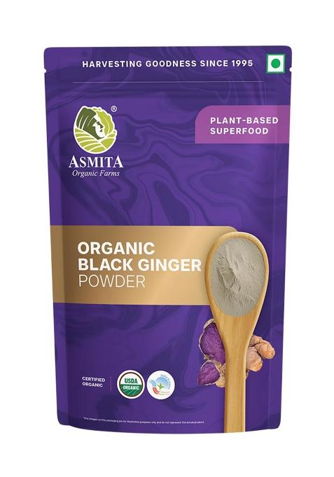 Asmita Organic Farms Black Ginger Powder 100G | Pure, Rare & Exotic Ayurvedic Root Herbal Superfood For Energy, Endurance, Performance Vitality Natural Stamina Booster Men Caffeine-Free