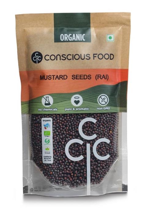 Conscious Food Rai / Mustard Seeds | 100G Certified Organic Pure Sarson Chemical Free & Pesticides Unadulterated Rich Flavour