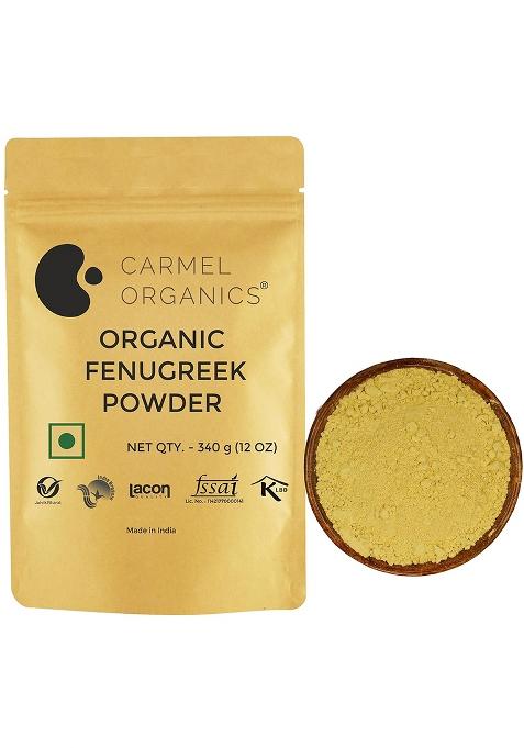 Carmel Organics Fenugreek Seed/Methi Seeds (Powder, 340 Grams) | Trigonella Foenum-Graecum Used For Your Hair & Health Care Jaivik Bharat Certified Menthya,Venthayam,Menthulu Powder