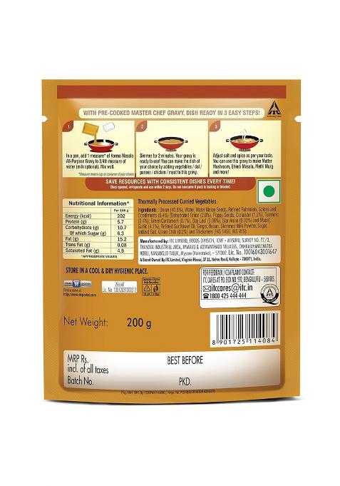 Itc Master Chef Korma Masala All-Purpose Gravy 200 Gm, Ready To Cook Indian Base Curry Paste, E