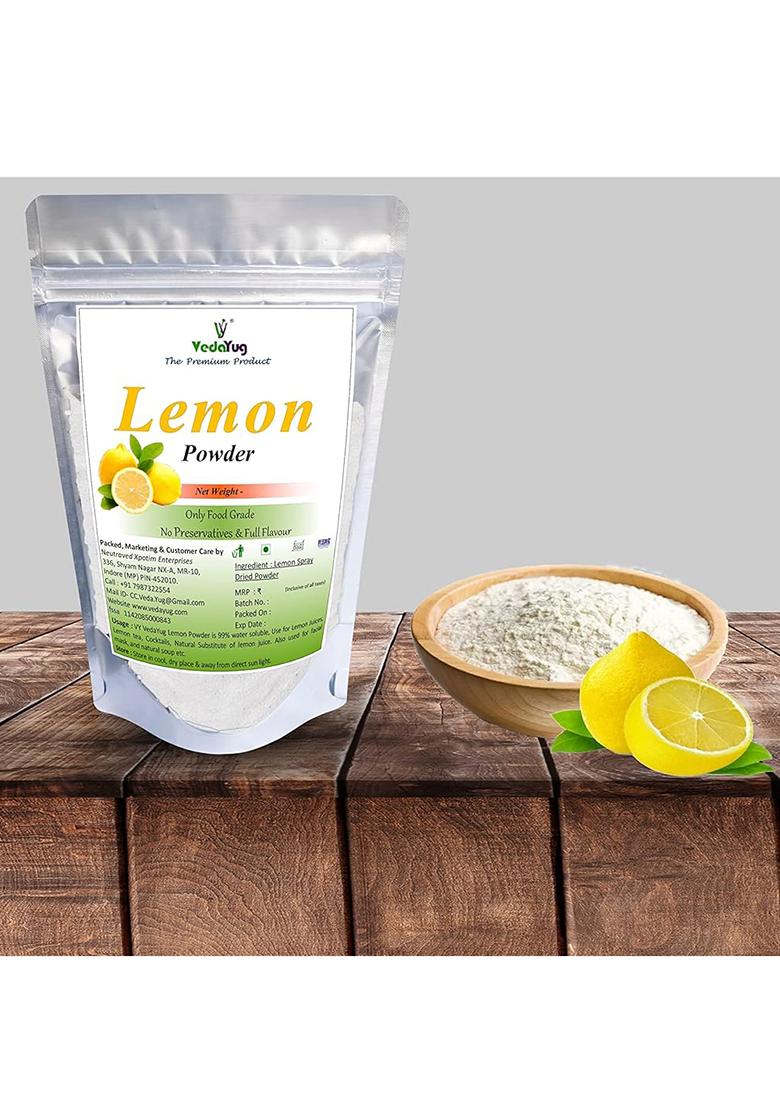 Vy Vedayug Lemon Powder, 200G | Natural In Resealable Pouch 100% Water Soluble Best For Flavoring, Cooking & Juice Its Real Powder Without Any Mixing