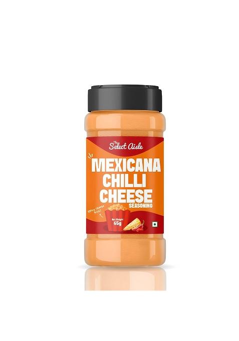The Select Aisle Mexicana Chilli Cheese Seasoning 65G | Perfect For Popcorn, Nachos, Fries, Pasta & Dips Spicy Cheddar Flavor Ready-To-Sprinkle Vegetarian Theatre-Style Popcorn Powder