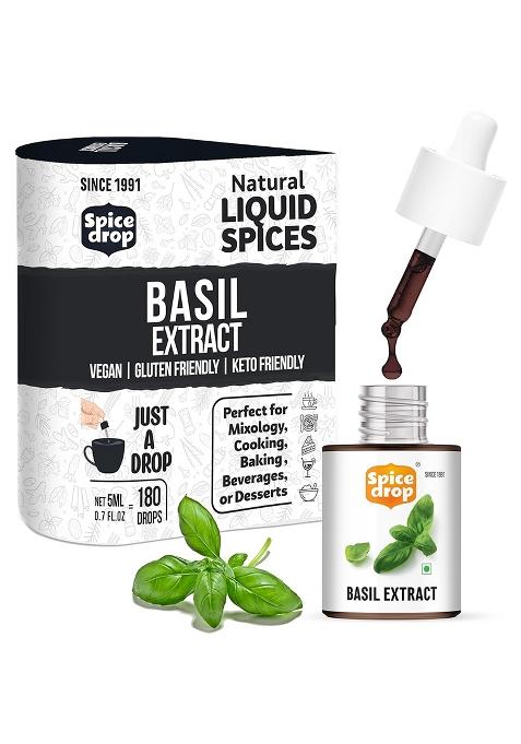 Spice Drop Basil Extract | 100% Natural For Soup, Pasta, Pizza, Spaghetti, Gourmet Dishes 5Ml (180 Drops) Herb Authentic Vegan Keto Friendly Non-Gmo Squeeze, & Stir