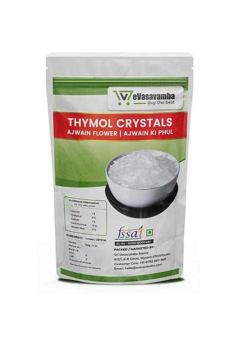 Evasavamba Thymol Crystals | Thymus Vulgaris Ajwain Ka Phool Flower Joni Guti Yamani Ajamo Vamu Puvvu Waadakki Huvu A++ Grade (100G)
