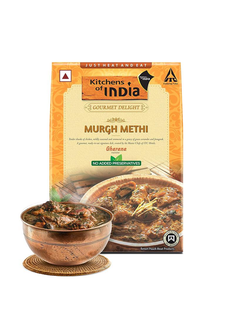 Kitchens Of India Murgh Methi, Itc Ready To Eat Indian Food, Just Heat And Eat, Microwavable, 285G