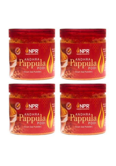 Npr Nandhana Palace Retail Andhra Pappula Podi 240G | Authentic Style Bengal Gram Chutney Powder Flavourful South Indian Spice Mix For Idli, Dosa, Appam, Rice, Chapati & Roti Pack Of 4