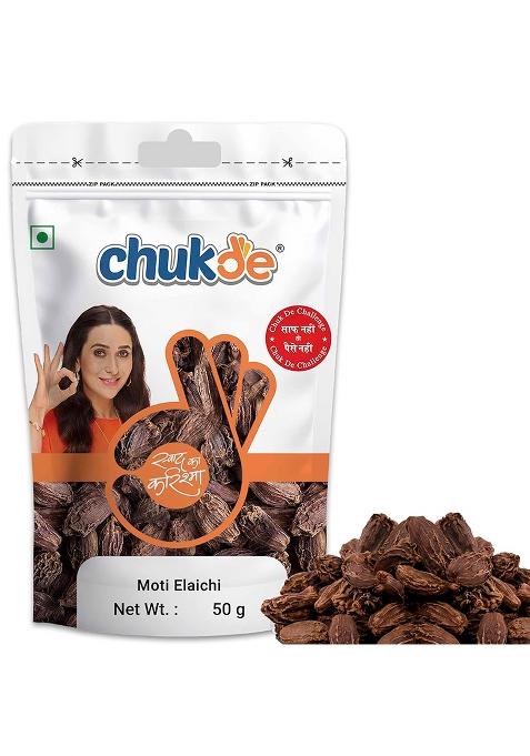 Chukde Moti Elaichi, Big Black Cardamom Whole Spices, 50G