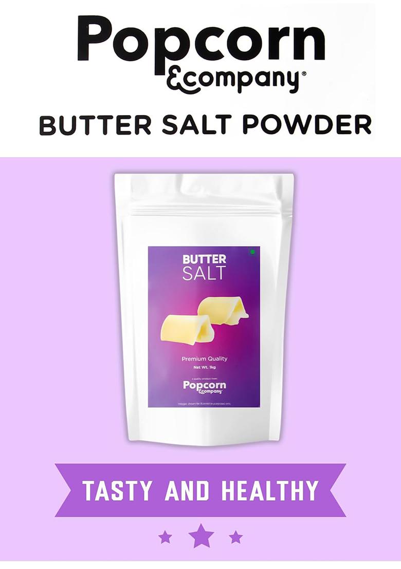 Popcorn & Company Butter Salt Powder 1 Kg, Ideal Butter-Flavored Granules For Popcorn, Meat, Vegetables, And More, Rich Buttery Flavor, 100% Vegetarian