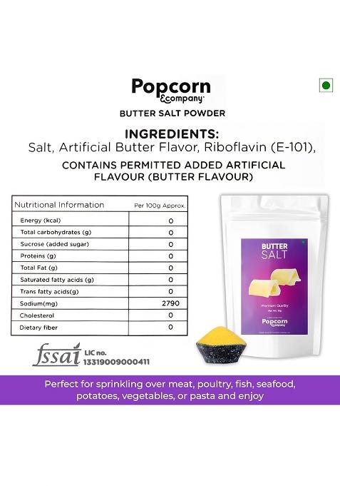 Popcorn & Company Butter Salt Powder 1 Kg, Ideal Butter-Flavored Granules For Popcorn, Meat, Vegetables, And More, Rich Buttery Flavor, 100% Vegetarian