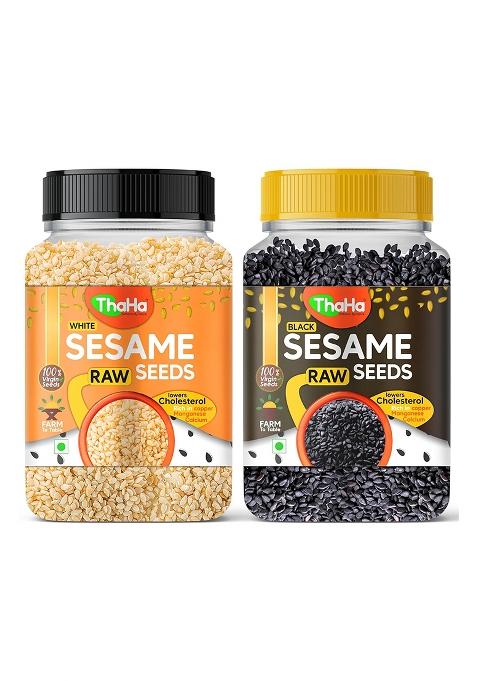 Thaha Raw & Virgin Black White Sesame Seeds Combo 400 Gm (200 Gm*2) | 100% Clean And Natural Til For Eating