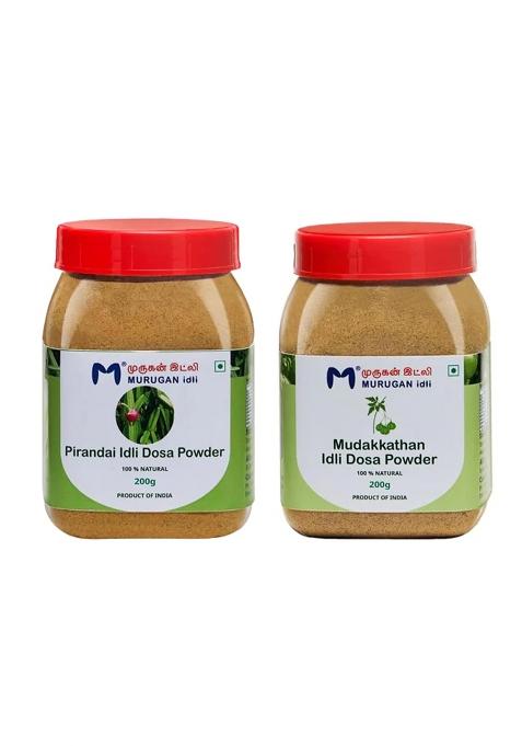 Murugan Idli Pirandai & Mudakkathan Dosa Podi Each 1 |Pack Of 2 (200G + 200G) | Authentic South Indian Spiced Powder For Dosa, Perfect Breakfast, Snacks Cooking Traditional Flavor Rich