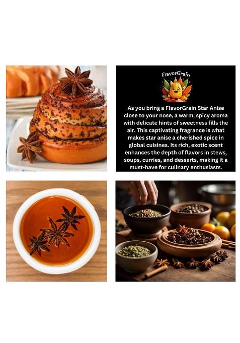 Flavorgrain Star Anise 100 Grams | Aromatic And Flavorful Dried Pods For Cooking Baking Traditional Indian Whole Spices Kitchen Chakri Phool Khada Masala
