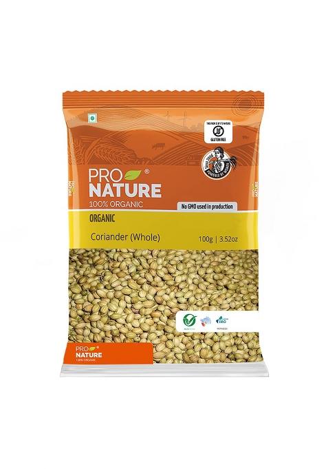 Pro Nature 100% Organic Coriander Whole - 100 Gm | Sabut Dhaniya Dhania Seeds Indian Masala Pure & Natural Seed