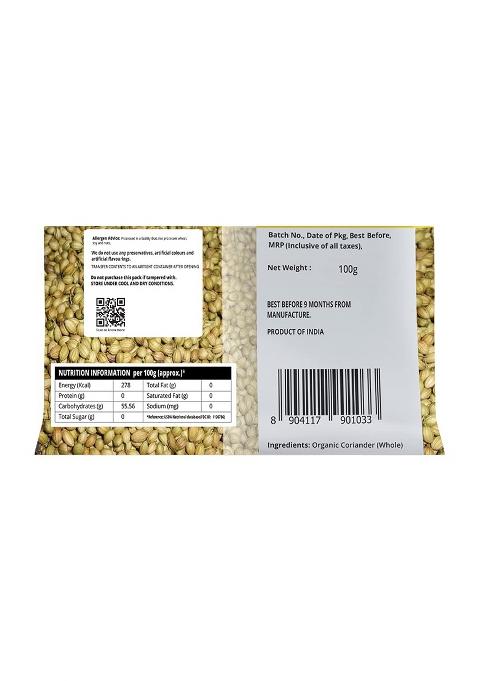 Pro Nature 100% Organic Coriander Whole