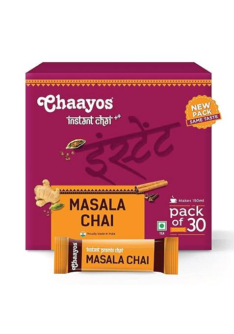 Chaayos Masala Instant Tea Premix Sachets - Regular Sugar (30 Sachets) 30 X 22G (660G) | Chai Ready Mix