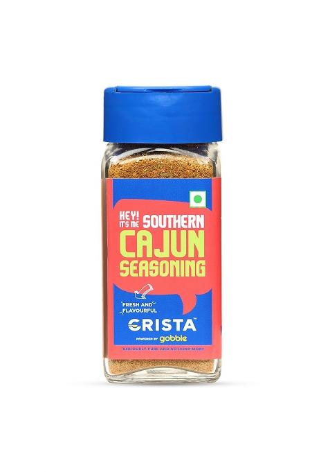 Crista 45 Gms Southern Cajun Seasoning For Fries, Popcorn & Appetizers | Mixed Spices Blend Vegan Zero Added Colours, Fillers, Additives Preservatives