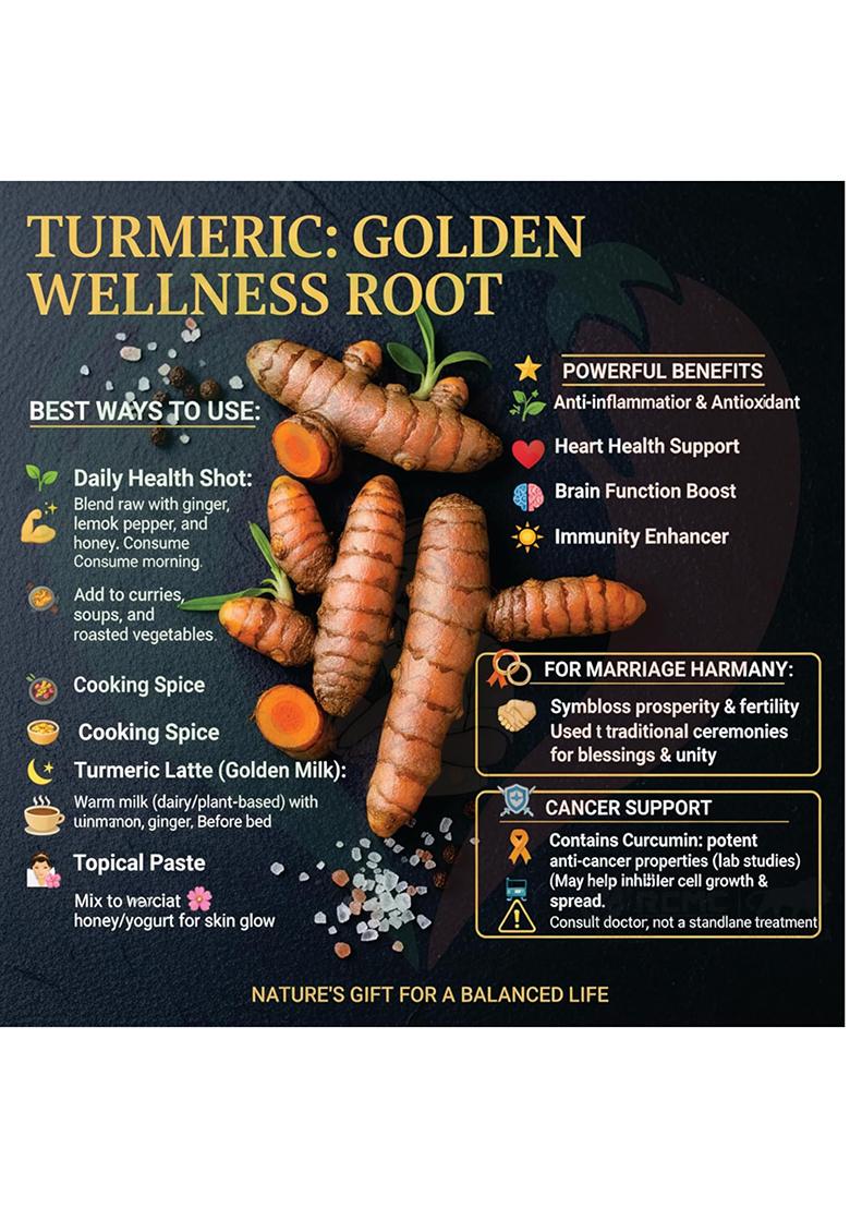 Parshutara Raw Turmeric Roots (Kacchi Haldi) 100% Chemical-Free, High Curcumin, Fresh & Handcrafted Ideal For Cooking, Herbal Teas, Skincare Traditional Ceremonies Natural Immunity Booster,Kacha Halud Ayurvedic Herb 400G