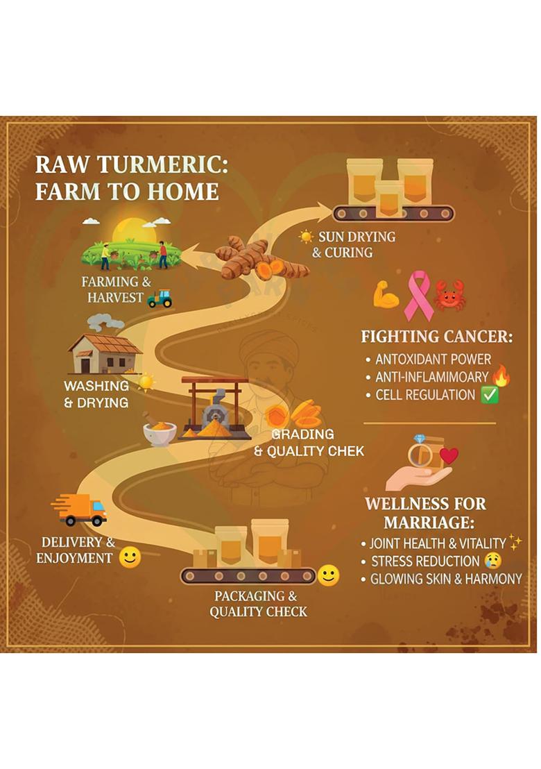 Parshutara Raw Turmeric Roots (Kacchi Haldi) 100% Chemical-Free, High Curcumin, Fresh & Handcrafted Ideal For Cooking, Herbal Teas, Skincare Traditional Ceremonies Natural Immunity Booster,Kacha Halud Ayurvedic Herb 400G