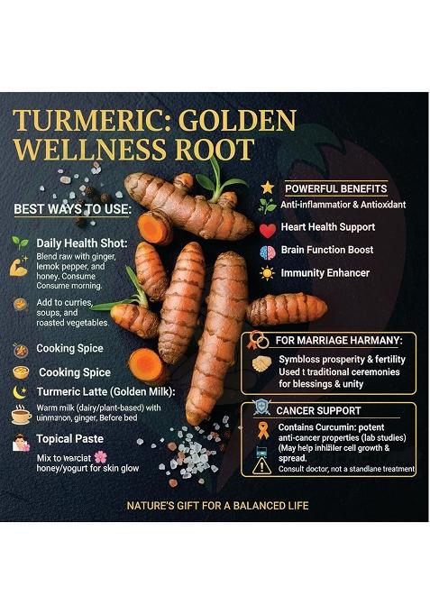 Parshutara Raw Turmeric Roots (Kacchi Haldi) 100% Chemical-Free, High Curcumin, Fresh & Handcrafted Ideal For Cooking, Herbal Teas, Skincare Traditional Ceremonies Natural Immunity Booster,Kacha Halud Ayurvedic Herb 400G