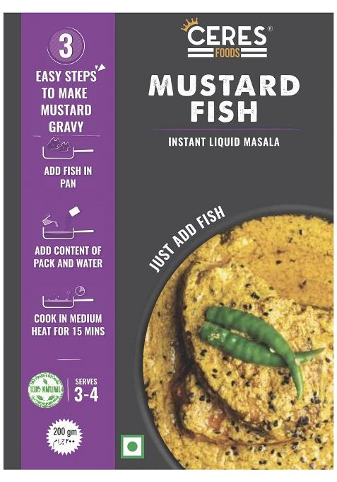 Ceres Foods Bengali Mustard Fish Instant Liquid Masala |Shipped Fresh |Fish Cooking Paste|Curry Paste| Curry Mix | Ready To Cook Gravy |Mustard |Masala Meat Masala|Mustard Paste Recipe Easy 3 Steps Made From Authentic Spices In 15 Mins Serves 4 No Preservatives, Colours Or Artificial Flavours 200G Just Add