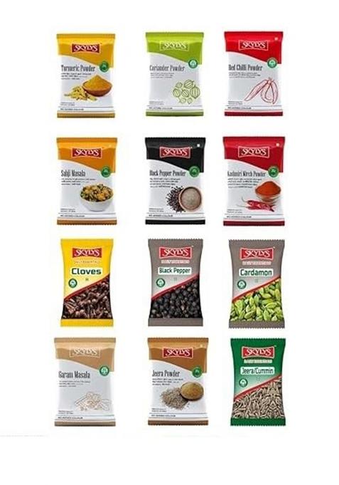 Skylys Spices & Masala Combo Pack Haldi,Dhaniya,Chilli,Jeera,Sambar Powder | Garam,Sabzi Kashmiri Mirch,Whole Jeera,Mustard,Dalchini,Sounf,Elaichi,Clove,Methi Seeds,Black Papper,Kasuri Methi|Aappalam